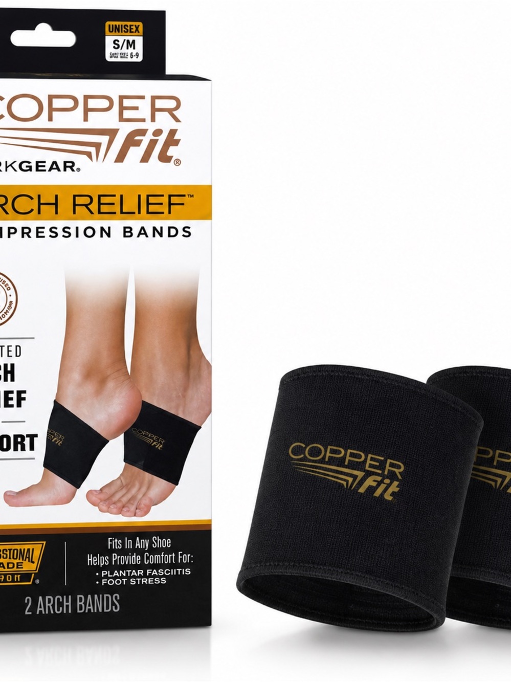 Copper Fit Women’s Black Arch Relief Compression Bands